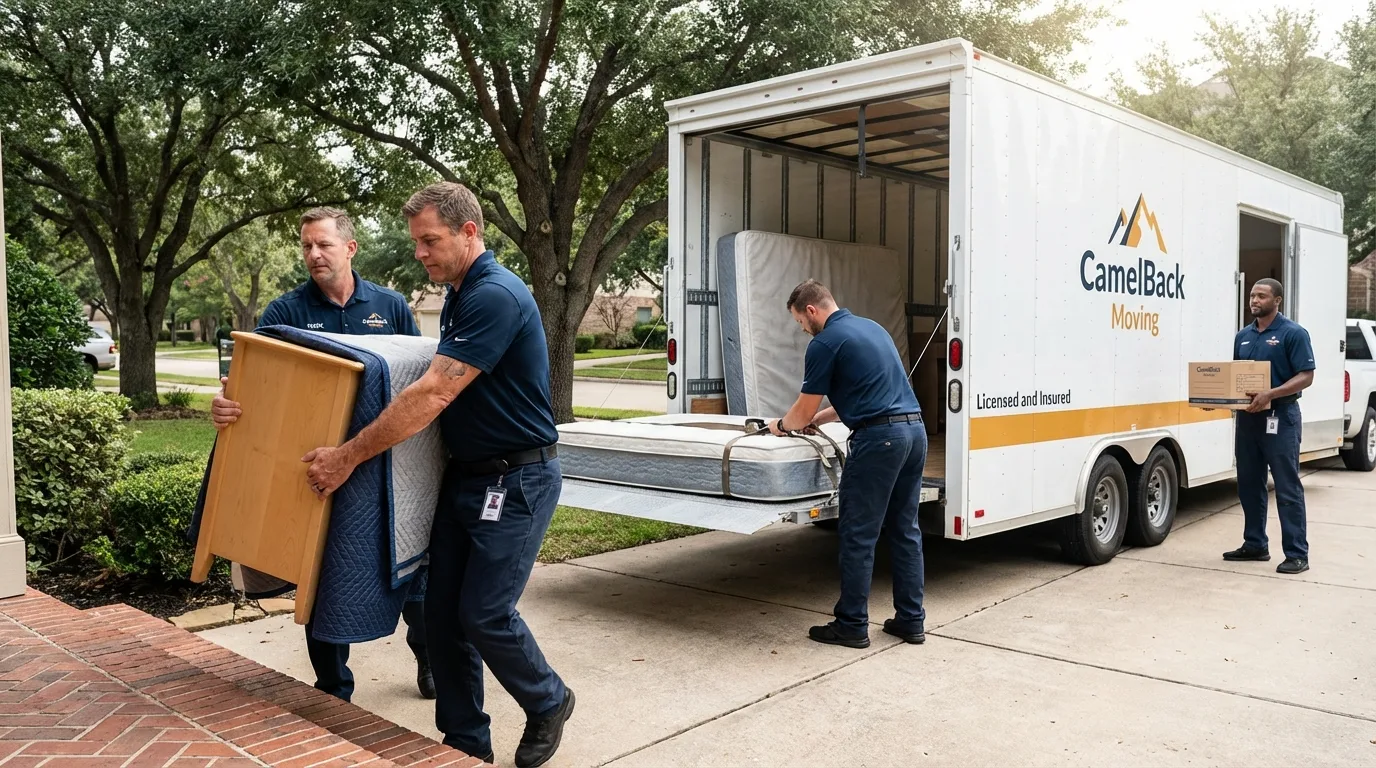 Crew loading residential truck for cross-state move from Tannersville, PA
