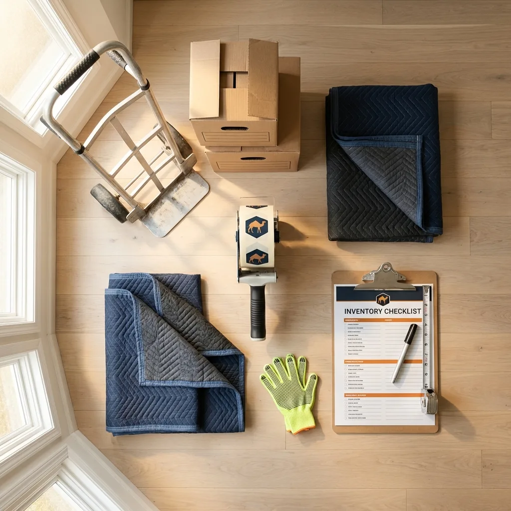 Professional moving supplies and packing materials layout for Tannersville residential relocations