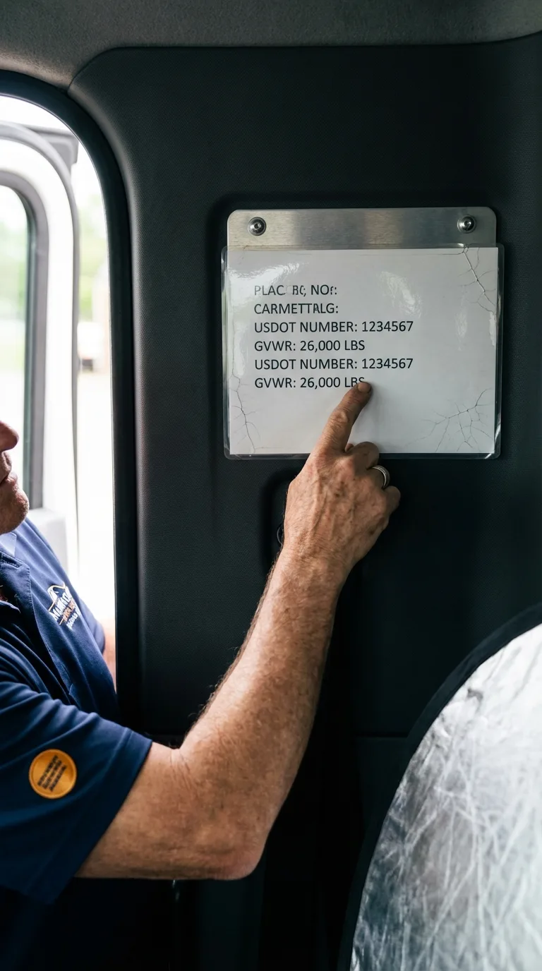 USDOT licensing placard verification in Tannersville
